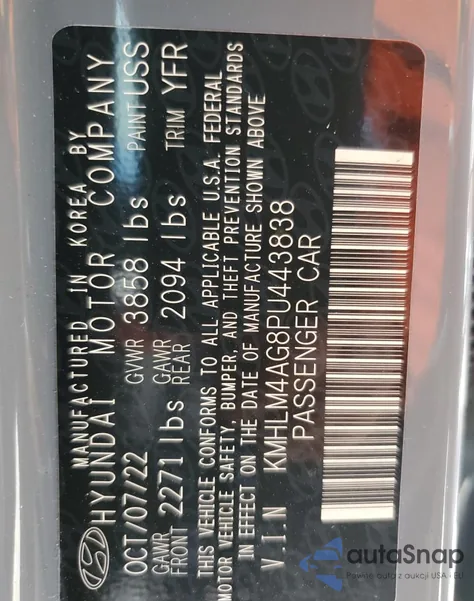 2023 Hyundai Elantra Sel z USA, uszkodzony, nr VIN KMHLM4AG8PU443838